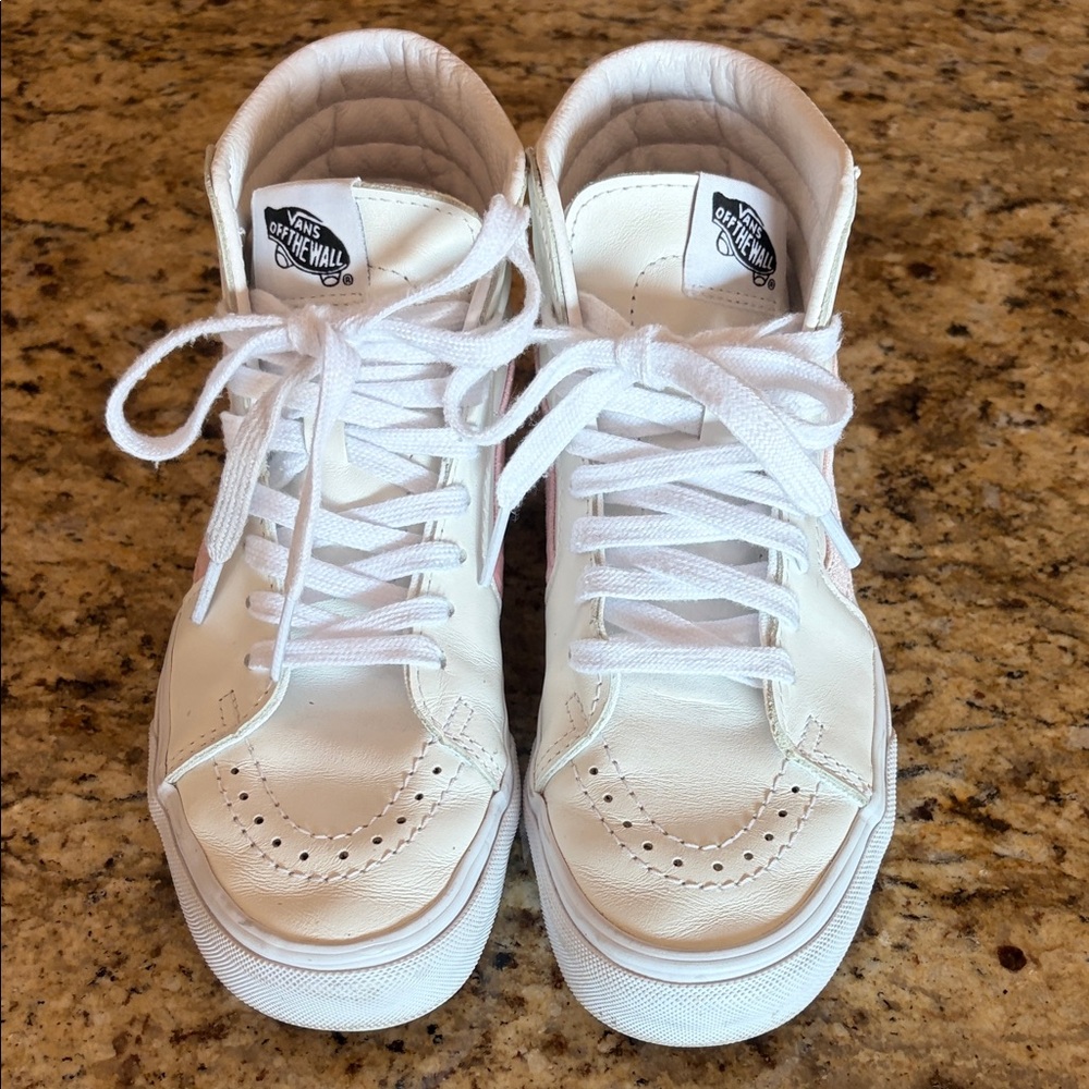 Vans Old Skool Sk8-hi White With Pink Stripe - Picture 2 of 5